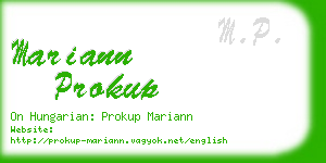 mariann prokup business card